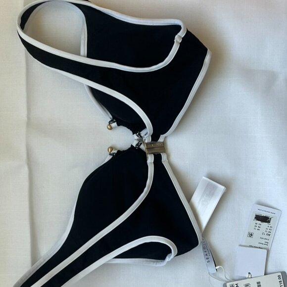 NWT Seafolly Beach Bound Ring Front Tank Bikini Top in Black Size 8 - Picture 6 of 8